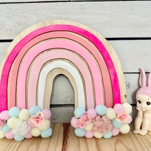 Wooden rainbow and cotton cloud