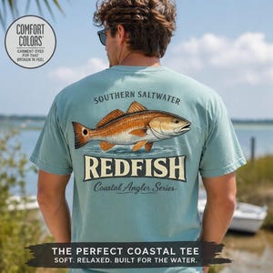 Southern Saltwater Comfort Colors Redfish Shirt, Vintage Red Drum Angler Tee