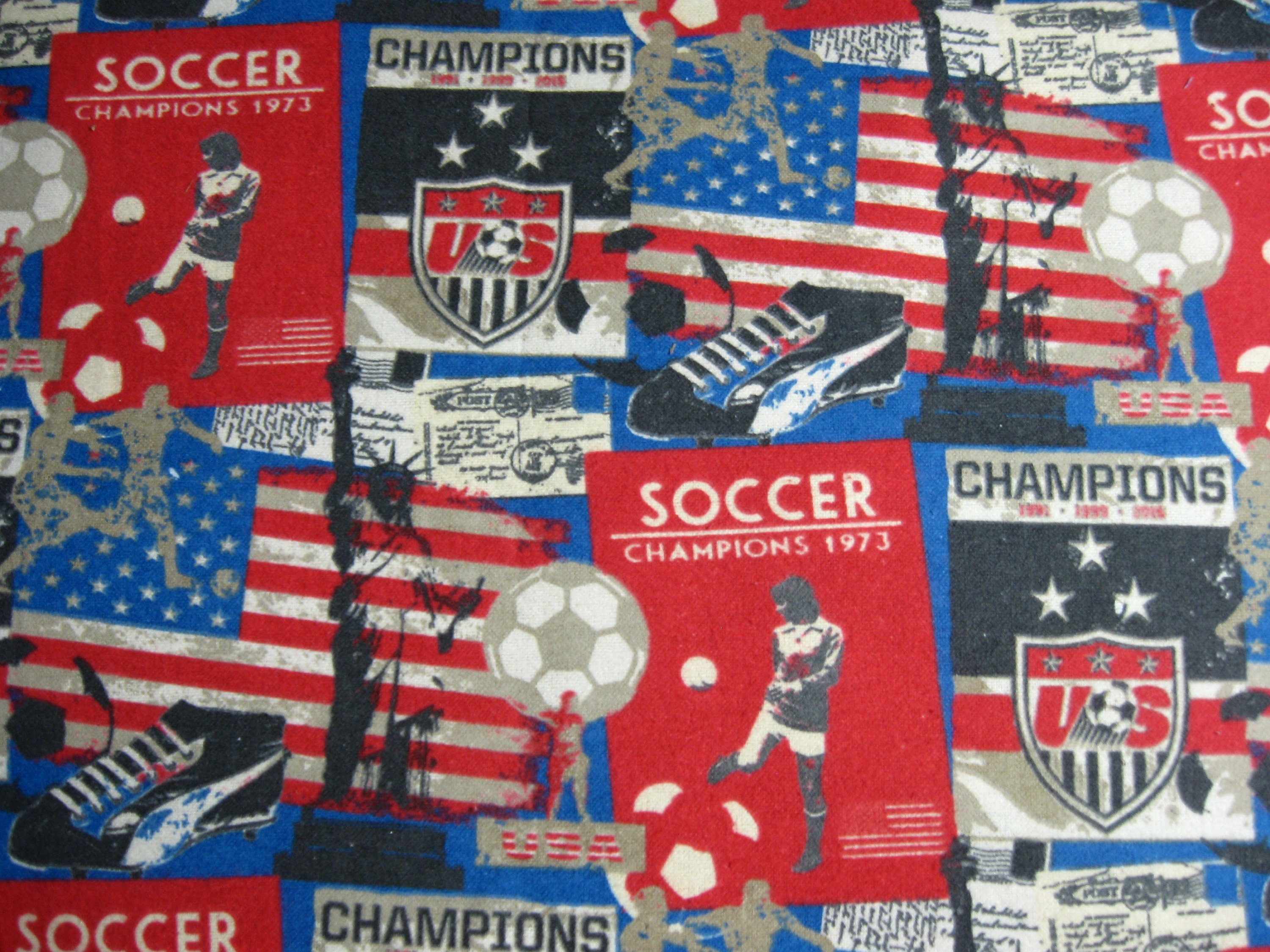 Soccer Champions USA sports flannel fabric 100 cotton. New Etsy