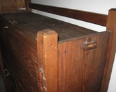 Secretary desk wood vintage, 1950 39 s approximately. 46 quot high front, 48 quot back, 39 quot long, 15 quot deep. Drop lid, key hole no key. Pick up only,