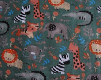 Flannel fabric watercolor jungle. 100% cotton. Children's fabric. Sold by the yard, 42 inches wide. New not washed.