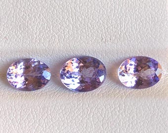 3 Pcs Loose 3.75 Carat Stone Lot, Oval Tanzanite Gemstone, Faceted Blue Tanzanite Gem