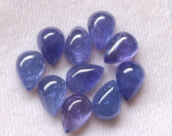 AAA Tanzanite Gemstone: 10x7mm Pear Cabochon, Natural Violet-Blue Crystal