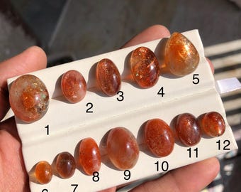 Orange Sunstone Cabochon, Loose Shiny Sun Stone Gemstone, Healing Rare Sunstone