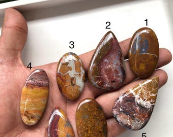 Natural Ocean Jasper Cabochon Stone, Brown Jasper Gemstone