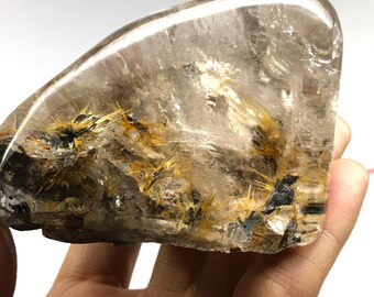 Golden Rutilated Quartz Freeform: 510 grm Tumbled Crystal Stone