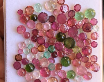 Multi Tourmaline Round Shape Lot, Multi-color Tourmaline Cabochon For Jewelry