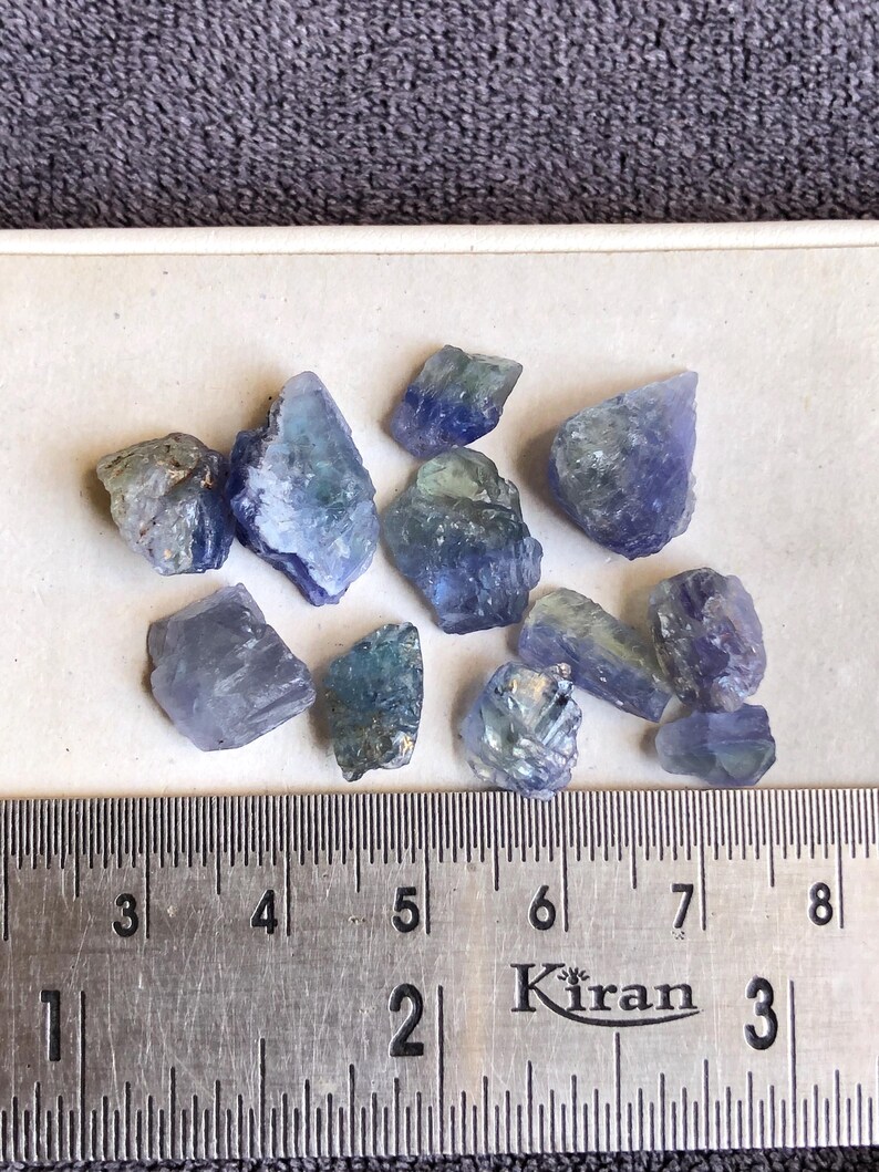 Stone Nature Ruler Natural Bi-color Tanzanite Rough Crystal, Violet Blue & Green Raw ...