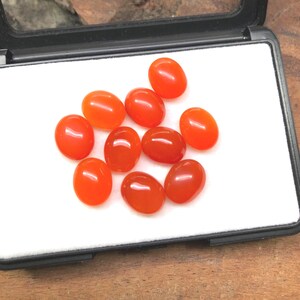 Oval Carnelian Cabochons: 9x11mm Natural Gemstone Lot (10 pcs) AAA Grade