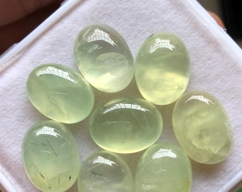 Loose Prehnite Cabochon Lot: Natural Green Gemstone, 16x12 mm