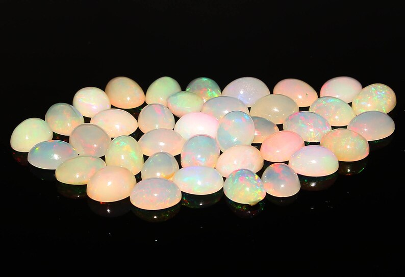 Natural Untreated Ethiopian Welo Fire Opal 8x6 MM Smooth Plain Oval Shape Cabochons 37 Pcs Lot Loose Gemstone Wonderful Super top quality