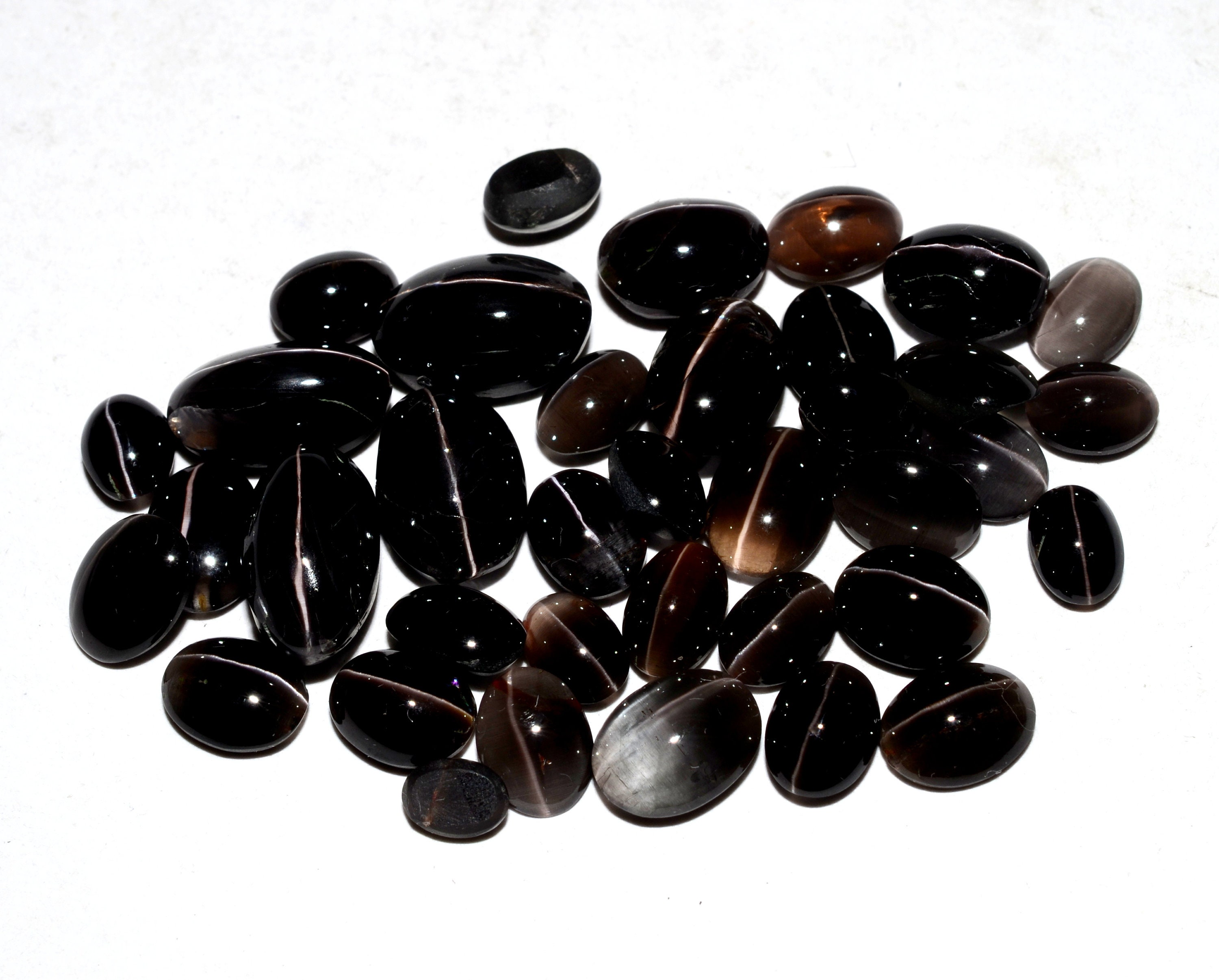 Natural Black Cats eye Loose Gemstone Shape Oval Cabochon Free Etsy