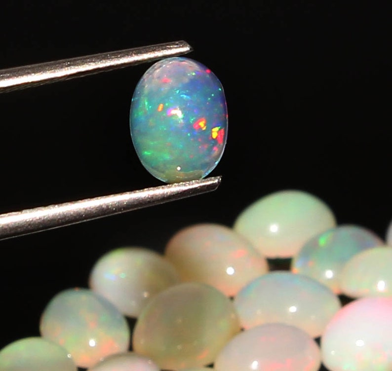 Natural Untreated Ethiopian Welo Fire Opal 8x6 MM Smooth Plain Oval Shape Cabochons 37 Pcs Lot Loose Gemstone Wonderful Super top quality