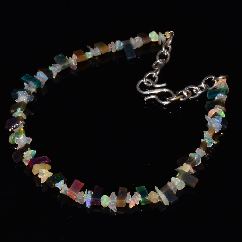 Ethiopian Welo Fire Black Opal Smooth Chips Uncut heishi Beads Strand Gift for her 6 Inch Bracelet Charming Super Top Quality