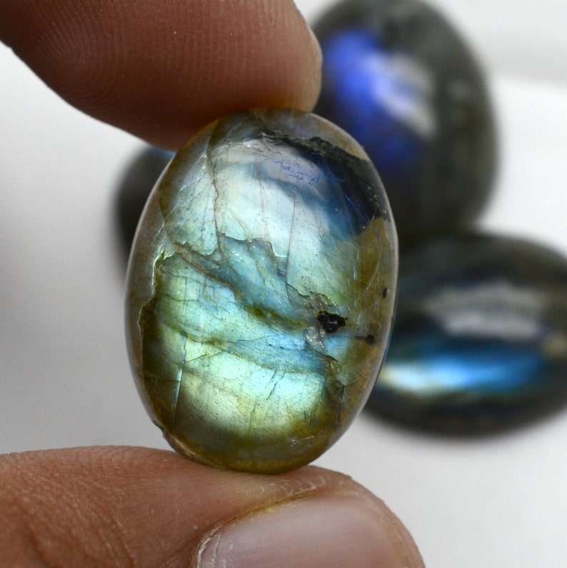 Best Wholesale Lot AAA+ Top Quality C7664 Natural Labradorite Loose Gemstone Black Rainbow Oval Shape Cabochon 22X16mm 4 Piece Lot