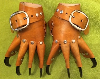 Tan Dragon Claw Gauntlets / Gloves with Black Claws