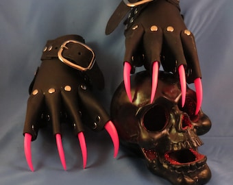 Black Dragon Claw Gauntlets / Gloves with Pink Claws