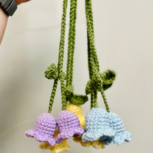 Crochet car accessory, crochet flower, handmade tulip, crochet tulip