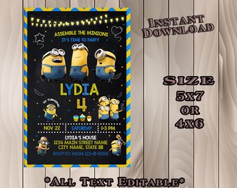 minion invitation minion birthday minion partyminion card