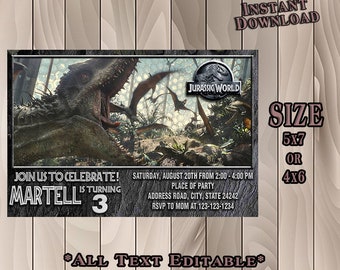 Jurassic World Invitation, Jurassic World Birthday, Jurassic World Party, Jurassic World Card, Jurassic World Printable, Jurassic World