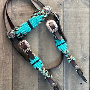Custom Mohair Browband or One-Ear Headstall, Bridle, Leather and JW Hardware