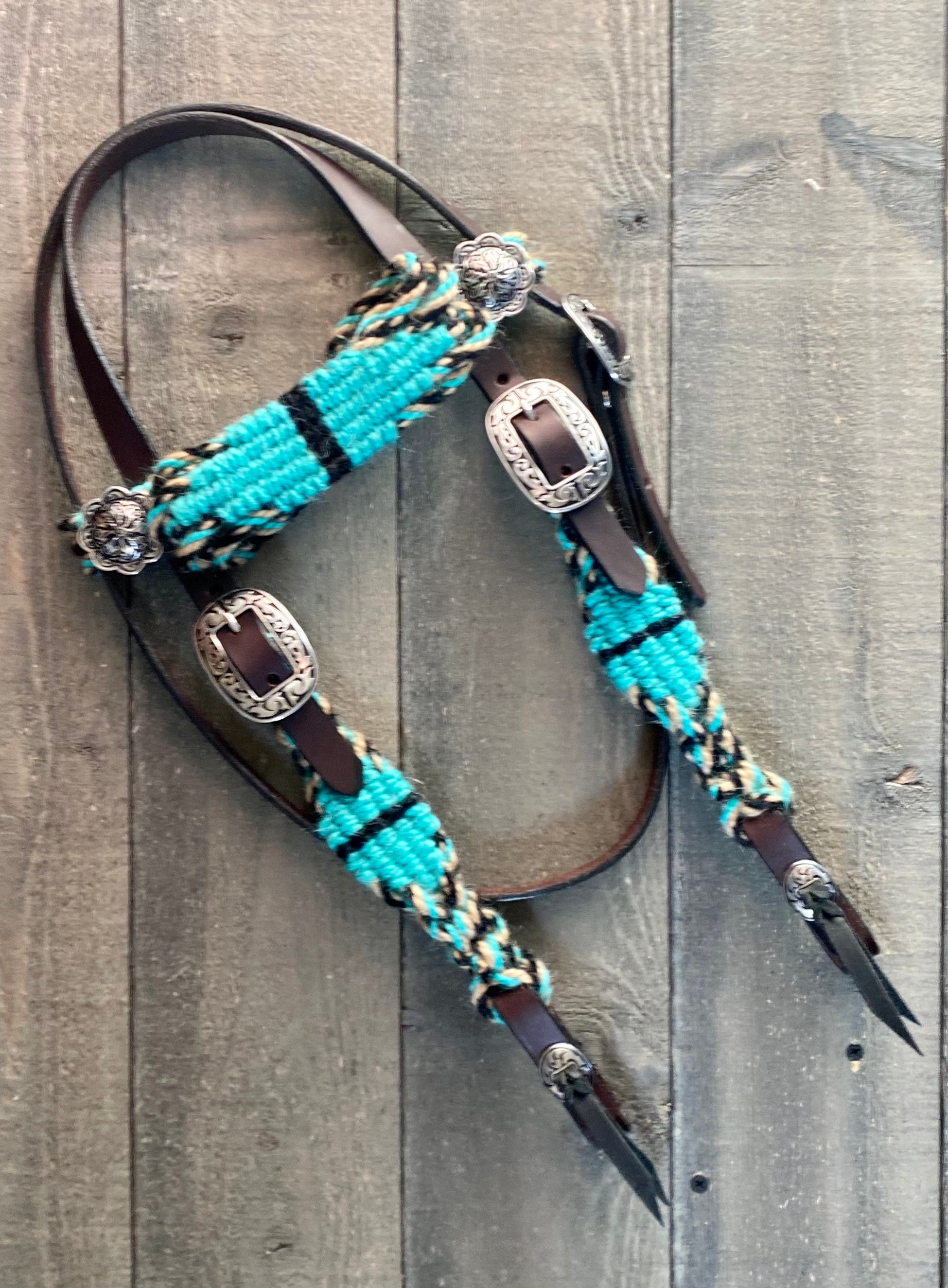 Custom Mohair Browband or One-Ear Headstall, Bridle, Leather and JW Hardware