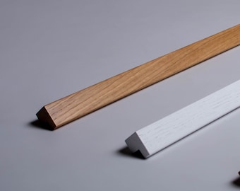 Long White Painted & Natural Oak Cabinet Pulls: Modern Wooden Door Handles - Model 5