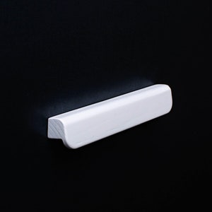 White Painted Wood Cabinet Handle - Modern Drawer Pull