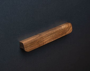 European Walnut Cabinet Handles with Straight Lines and Rounded Edges