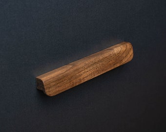 European Walnut Cabinet Handles with Straight Lines and Rounded Edges. model 10