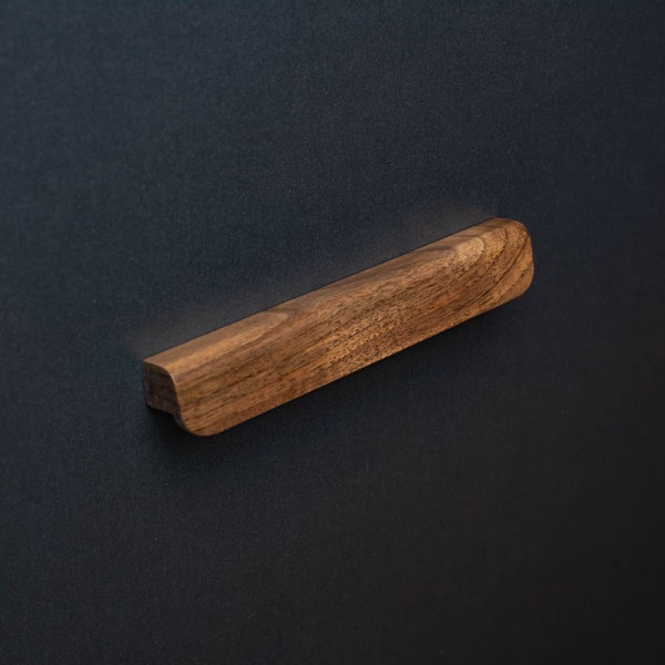 European Walnut Cabinet Handles with Straight Lines and Rounded Edges