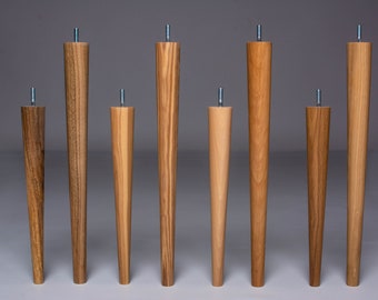 Pieds de meuble ronds en bois de style milieu du siècle, ensemble de 4