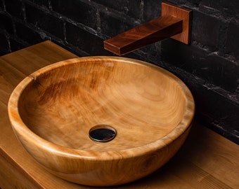 Premium Wood and Resin Sink with Elegant Plug - Handmade and Original