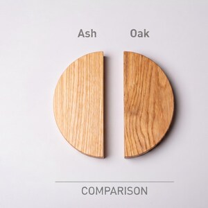 Pair Half Moon Oak and Ash Cabinet Pulls: From 3" to 10" diameter