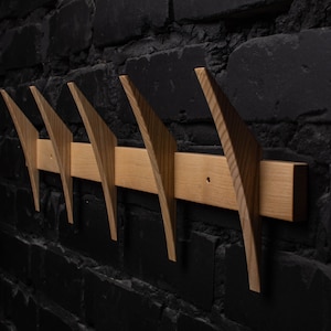 Handmade Ash Wall-Mounted Rack with Hooks - Various Sizes