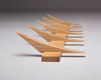 Handmade Ash Wall-Mounted Rack with Hooks - Various Sizes