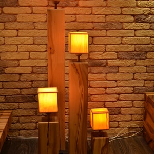 Rustic Wooden Floor Lamps Handcrafted Standing Lights for Home Decor image 3