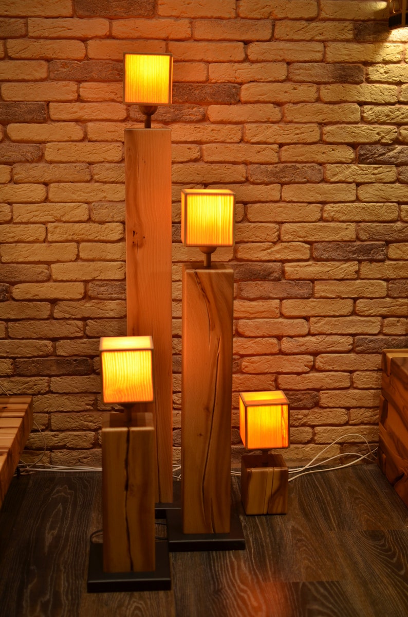 Rustic Wooden Floor Lamps Handcrafted Standing Lights for Home Decor image 3