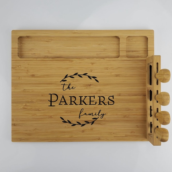 Personalized Charcuterie Board and Utensil Set , Housewarming Gift, Cheese Board, Wedding Gift, Anniversary Gift,