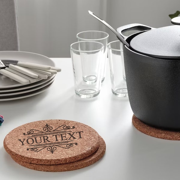 Custom Cork Trivet Pot Holder Hot Plate Housewarming Kitchen Gift