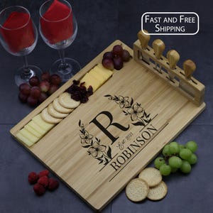 Personalized Charcuterie Board and Utensil Set , Housewarming Gift, Cheese Board, Wedding Gift, Anniversary Gift