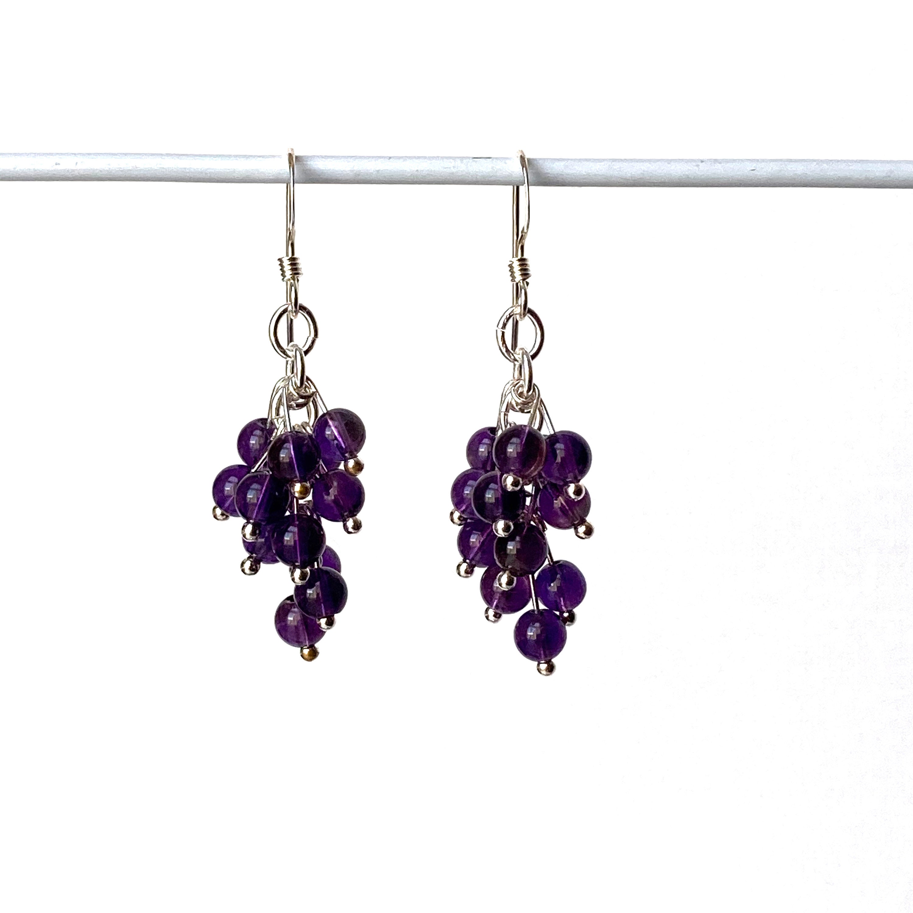 Sterling Silver and Amethyst Grape Drop Earrings Etsy Ireland