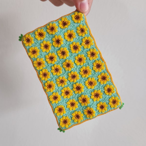 Dollhouse Miniature Crochet Afghan (sunflower)