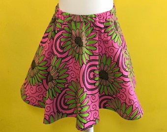 Girl's Ankara Flared/Skater Skirt with matching Scrunchy - Age 4/5 Years - 100% Cotton