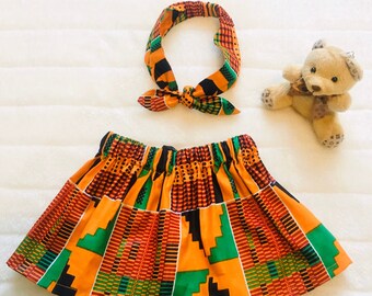 Baby Girl's Cotton Skirt and Headband Set