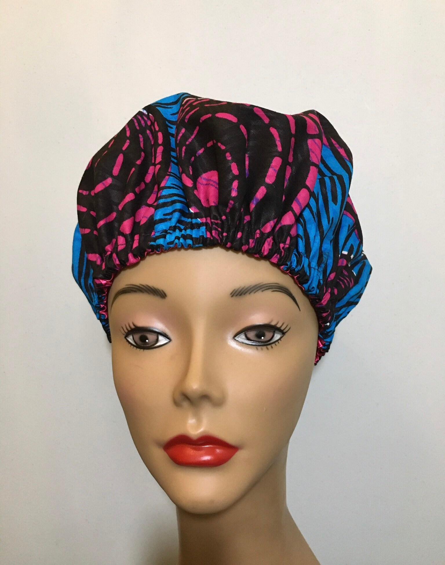 Medium Silk Satin and African Print Reversible Night Cap/hair | Etsy
