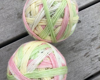 Blossom ~ Hand dyed self striping MCN sock yarn 100g