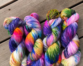 Chaotic ~ Hand dyed fingering 4ply sock or shawl New Zealand merino yarn