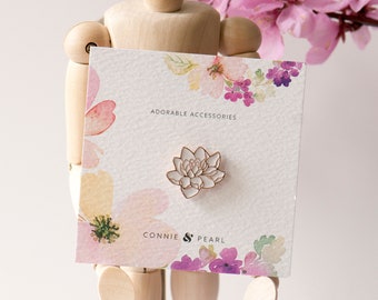 Lotus Pin Badge, White Lotus Flower Brooch, Flower Pin, Lapel Pin, Enamel Lotus Pin, Collar Pin, Letterbox Gift, Giftboxed Flower Pin, Lotus
