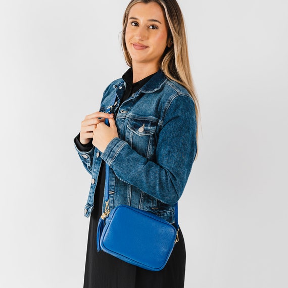 Bright Blue Leather Box Handbag